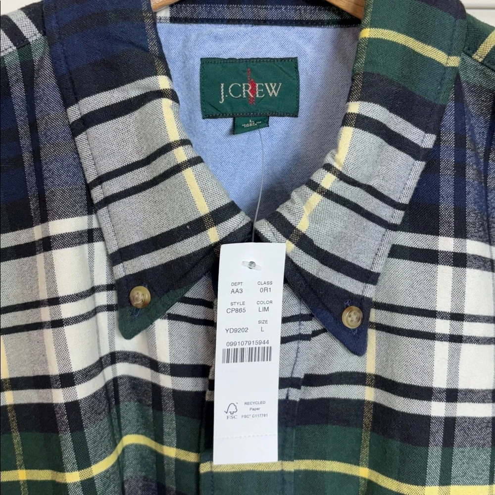 NWT J. Crew Men's Double-Faced Brushed Cotton Oxford Overshirt Large